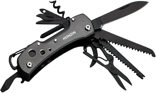 HONZIN Swiss Style Multi Function Pocket Knife - for Every Day use Including Outdoor Survival Fishing, Gifts for Dad Men