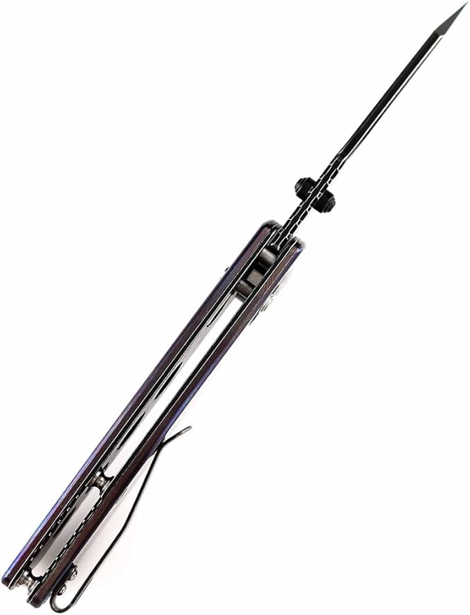 KANSEPT Premium Mian Street Folding Pocket Knife 7.92in Folding Pocket Knives with 3.36in Black Stonewashed 20CV Material and Timascus Handle for Outdoor, Tactical, Survival K1015M1