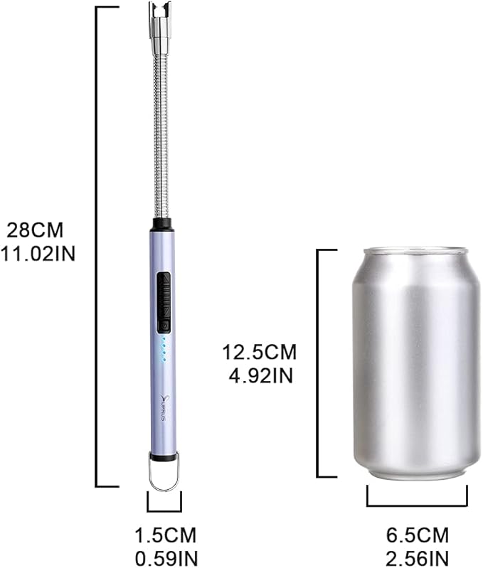SUPRUS Electric Lighter Candle Lighter USB Type C Rechargeable Lighter Steel Shell & Hanging Hook with 360° Flexible Neck(Blue)