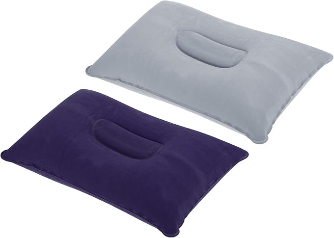 PATIKIL Inflatable Pillow, 2 Pack Ultralight Camping Travel Pillow Desk Rest Neck Support for Hiking Backpacking Office, Gray Dark Purple