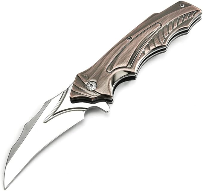 Copper Handle Stainless Steel Side Lock Folding Camping Knife for Fishing,Camping,Survival,and EDC