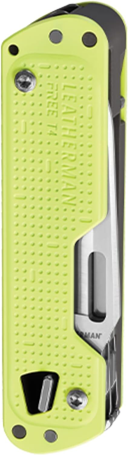 LEATHERMAN, FREE T4 Multitool and EDC Knife with Magnetic Locking and One Hand Accessible, Made in the USA, Stainless, Lunar