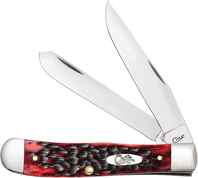 Case WR XX Pocket Knife Trapper Crimson Peach Seed Jig Bone Item #27380 - (6254 SS) - Length Closed: 4 1/8 Inches