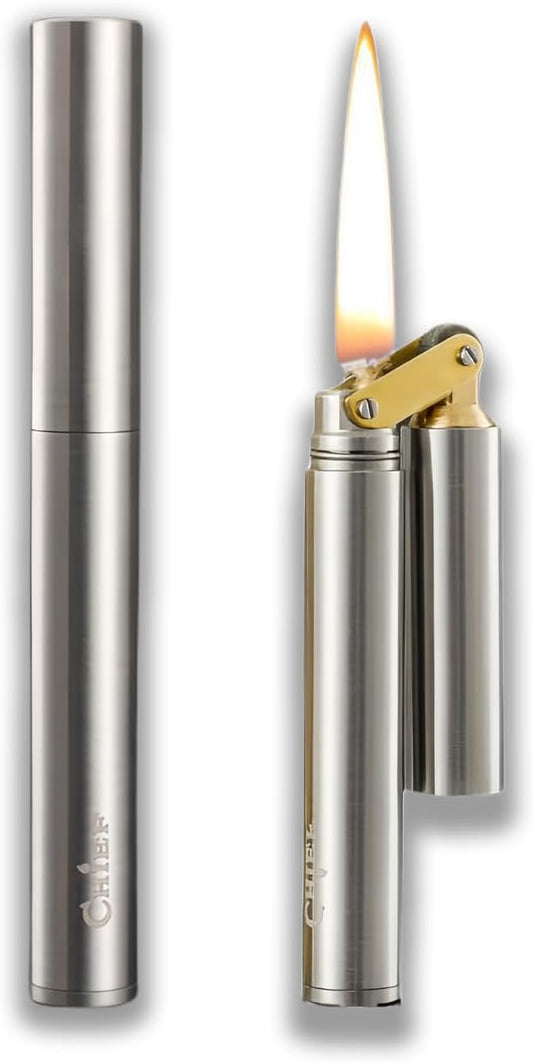 Cool Embossed Design Kerosene Wheel Lighter Refillable Eco-Friendly, Vintage Dazzling & Ultra-Cool, Unique for Men Candles Gift Camping BBQ (No Kerosene) (15#)