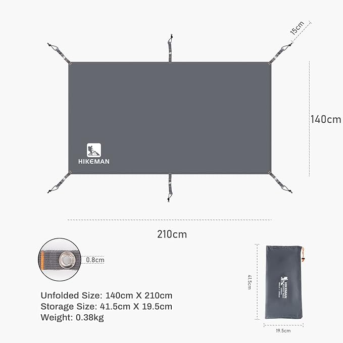 HIKEMAN Waterproof Tent Footprint Camping Tarp - Ultralight Tent Floor Saver,Multifunctional Tents Ground Sheet Mat with 4 Tent Stakes for Camping,Picnic,Hiking,Backpacking,Hammock,Beach