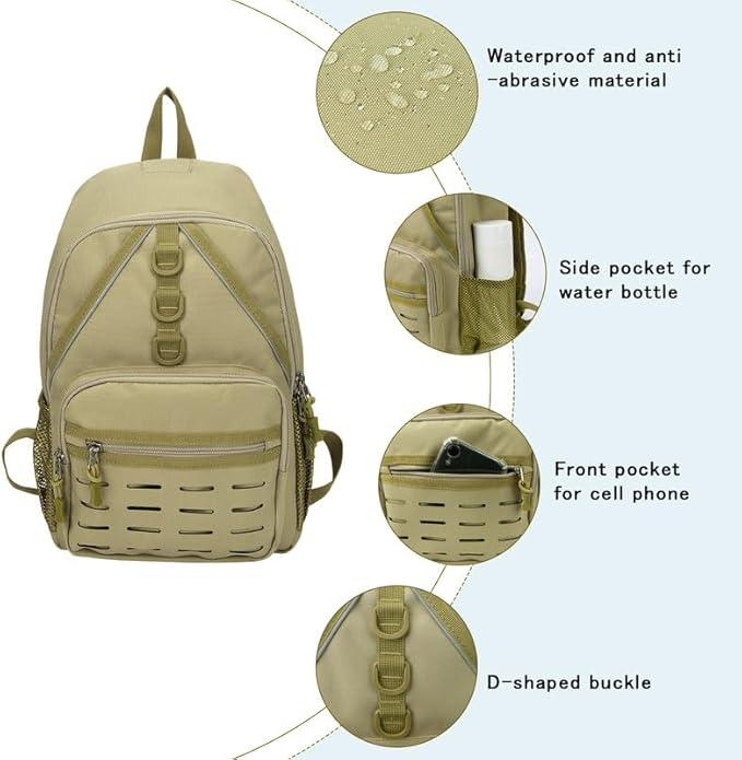 Mini Small Tactical Backpack MOLLE Daypack Gear Pack Camping Bag ,Small Hydration Pack Outdoor Water Bladder Carrier Pack