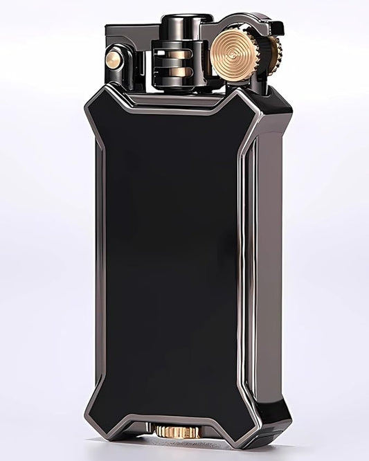 Candle Lighter Soft Flame Refillable Fluid Wheel Lighter Multipurpose Cool Vintage Lighters with Gift Box for Cooking Fireworks Camping Collection Gift (Black)