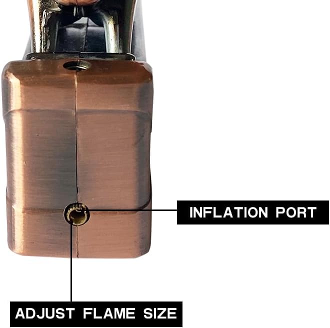 Retro Red Copper Cool,Butane Jet Torch Lighter,Refillable Windproof Flame Lighters,Adjustable,Long,BBQ Candles Camping (No Gas)