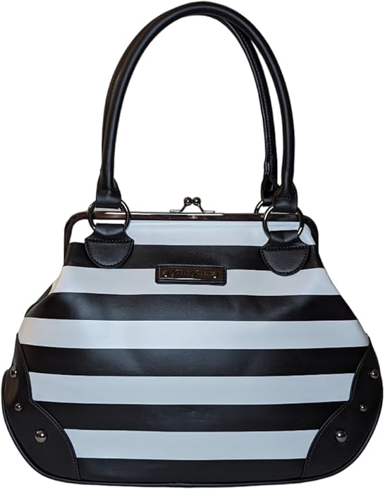 Edward Scissorhands Black & White Stripe Kisslock Bowler Bag