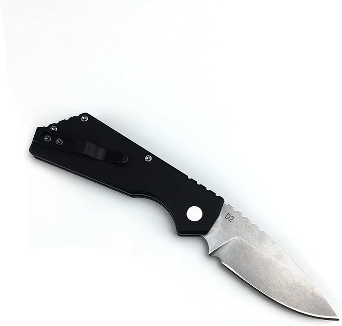 HUAAO 7.05’’ Folding Knife with 2.44’’ D2 Steel Blade Aluminum Handle, EDC Pocket Knife with Clip Nylon Bag for Camping Hunting Fishing