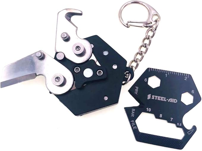 Multitool Card Key Chain – Hexagonal Kit with Micro Screw Driver Set, Bottle Opener, EDC Tools, Multipurpose, Foldable Survival Tool Set for Men & Women Christmas Gifts Under 10 Dollars