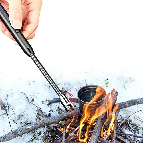 YOZWOO Candle Lighter Rechargeable USB C Lighter Windproof Flameless Plasma Arc Lighter 360° Flexible Neck Design Lighter with LED Battery Display for Candle, Fireworks, Cooking (Gold)