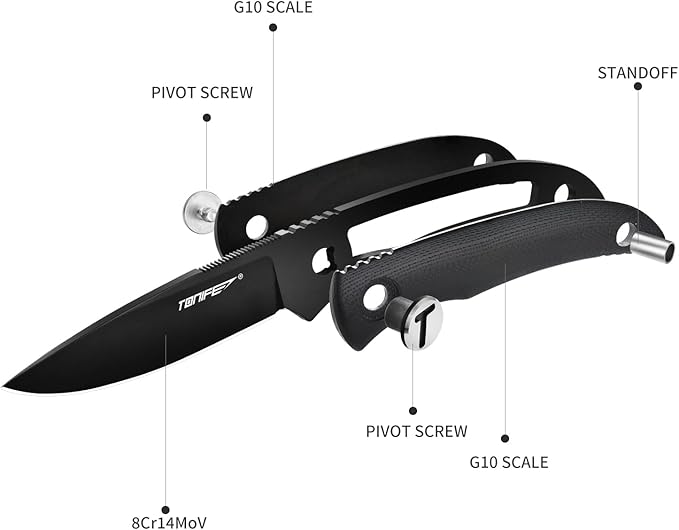 TONIFE Nova 2.68'' Blade Mini Neck Knife Knife Full Tang Fixed Blade Knife with Kydex Sheath and Adjustable Paracord Lanyard for Camping Outdoor Survival Tool (Black+Black Titanium)