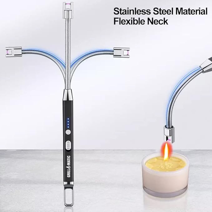 Windproof, Rechargeable, Flexible Neck, Lithium Ion, Electronic, Butane Free, Flameless, USB Grill Lighter