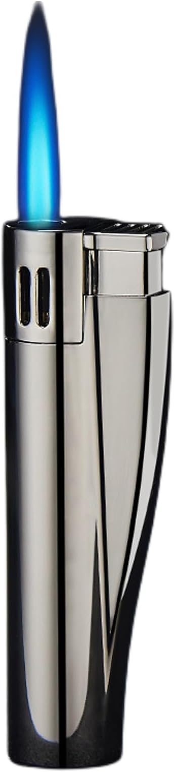 Butane Torch Lighter, Adjustable Pocket Windproof Jet Flame Lighter for Candles Camping Barbecue Kitchen (No Gas) (Black Ice)