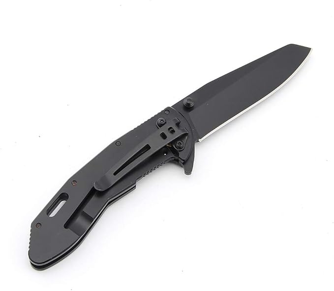 Sanrenmu B4-735 Black 8Cr13MoV Blade Stainless Handle Folding Knife