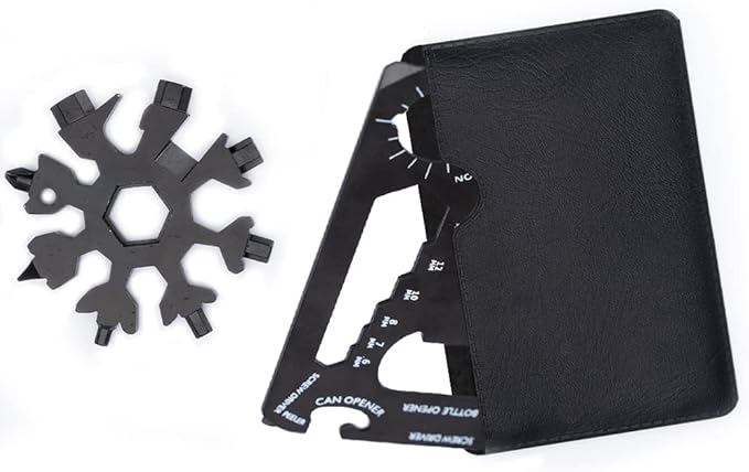 Portable 18 In 1 mini snowflakes multi pocket tool, Stainless Steel Multifunctional Tool Card, Handheld Tool For Outdoor Camping, Men Dad Gifts