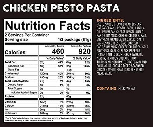 Peak Refuel Chicken Pesto Pasta | Freeze Dried Backpacking and Camping Food | Amazing Taste | High Protein | Real Meat | Quick Prep (6-Pack)