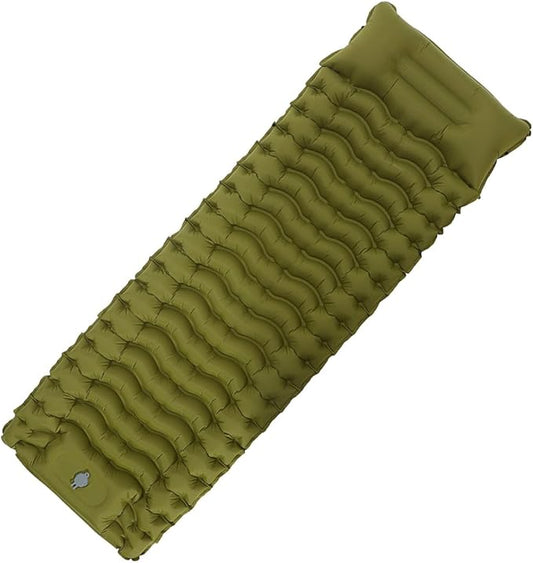 Camping Sleeping Pad, Ultralight Inflatable Sleeping Mat with Pillow, Compact Waterproof Camping Air Mattress, 77in x 27in x 3.54in Sleeping Mat for Traveling/Hiking (Green)