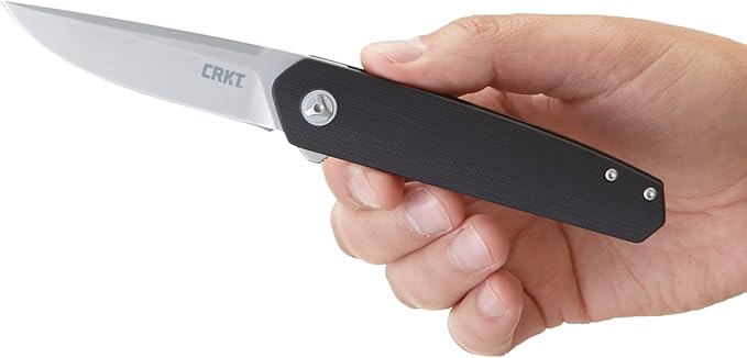 CRKT Cuatro Folding Carry Knife: Plain Edge Folder with Liner Lock - Everyday Carry Folded Knife with IKBS Ball Bearing Pivot System and G10 Handle 7090