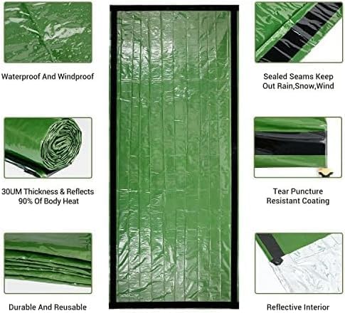 Emergency Sleeping Bag, 2 Pack Portable Thermal Bivy Sack, Waterproof Lightweight Emergency Blanket Survival Gear with Compass and Whistle for Camping Hiking Outdoor Adventure