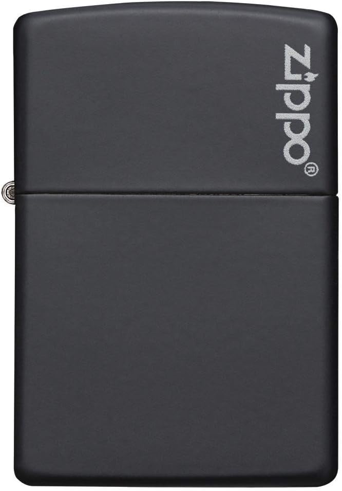 Zippo Logo Black Matte Pocket Lighter