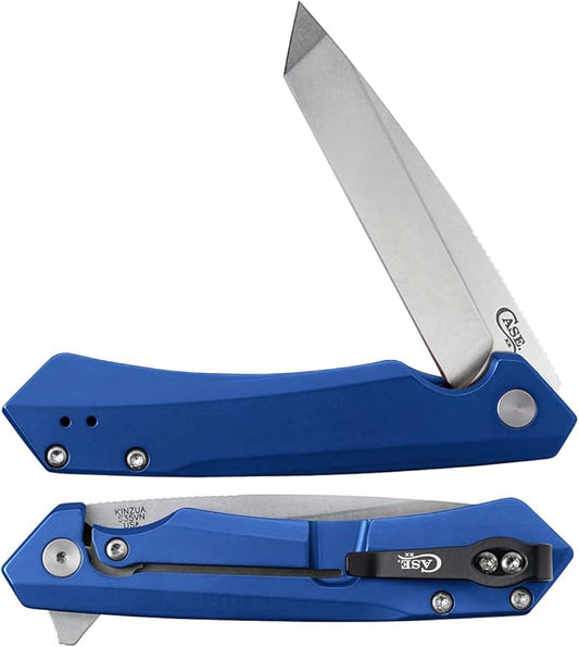 Case XX WR Pocket Knife Kinzua EDC, S35VN Tanto Blade, Blue Anodized Aluminum Handle W/Clip #64663 (KINZUA) 4 3/4" Inches Closed