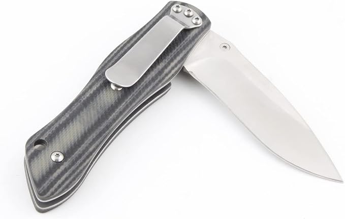 Sanrenmu 9051 Folding Knife 8Cr14Mov Blade G10 Handle None Lock with Clip Pocket Knife