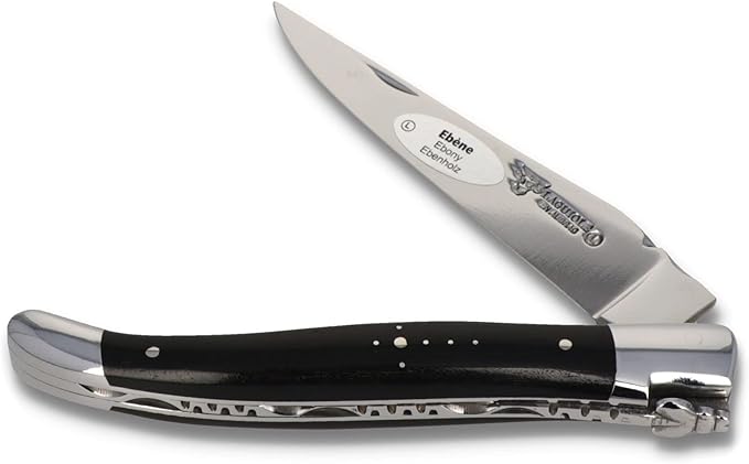 Laguiole en Aubrac Handmade Knife 12 cm L0212EBIF Ebony Handle, Blade and bolsters Stainless Steel Shiny