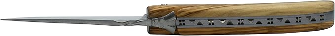 Laguiole en Aubrac ‘The Trapper’ Handmade Luxury Folding Pocket Knife, 5.5-in / 14cm, Olive Wood Handle