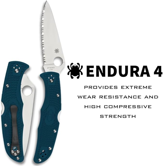 Spyderco Endura 4 Lightweight Folding Knife with K390 Premium Steel Blade and Durable Blue FRN Handle - C10FSK390