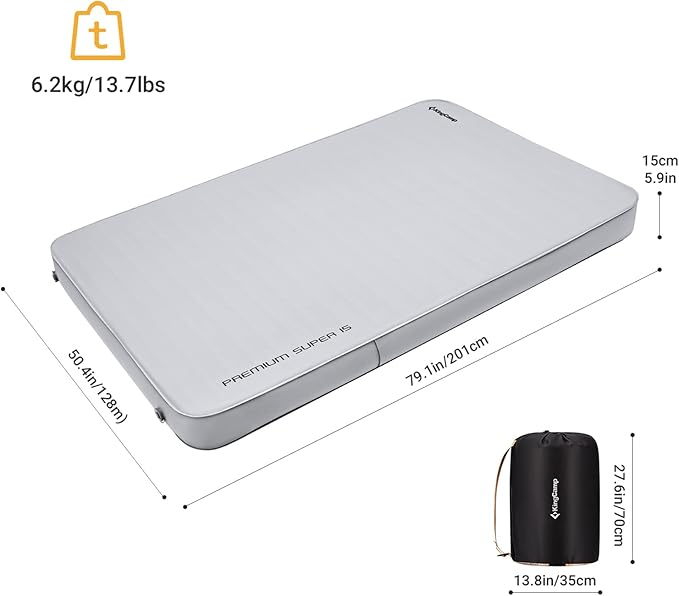 KingCamp Self Inflating Sleeping Pad for Camping Ultra Thick Double Single Foam Mattress High R Value Camping Air Pad Mat, Multi Colors & Sizes