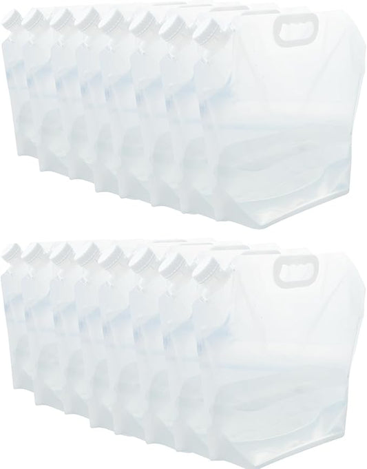 42Gallon(160Litres) Water Storage Containers, Emergency Water Storage 16PCS×2.6Gallon/10L，Collapsible Water Containers, for Fishing, Camping, Hiking&Survival Kit.