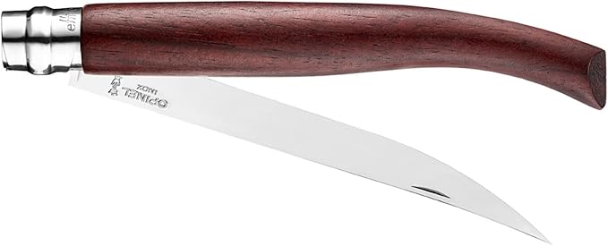Opinel Effile Slimline Series Folding Fillet Knife – Slim Blade Folding Knife, Virobloc Locking Collar, Sustainably Harvested Wood Handles, Updated Blade Profile (Padouk Wood/No.15)