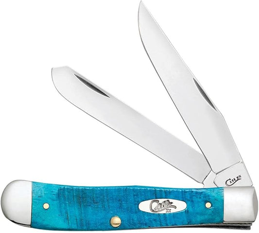 Case WR XX Pocket Knife Trapper Caribbean Blue Jig Bone Item #25592 - (6254 SS) - Length Closed: 4 1/8 Inches