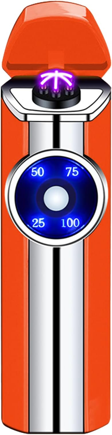 SKRFIRE Arc Lighter Rechargeable USB Lighter Triple Arc Plasma Lighter Windproof Flameless Electronic Lighter Portable Lighter with Smart Safety Switch for Outdoor Camping, Hiking, Travel (Orange)