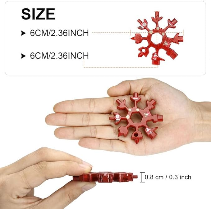 Aitsite Snowflake Multitool, Christmas Gifts for Men, 18 in 1 Snowflake Tools for Dad, Him, Husband, Boyfriend, Grandpa(Red)