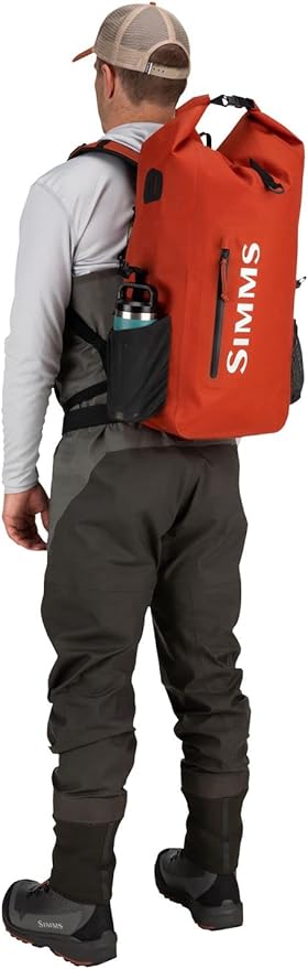 Simms Dry Creek Roll Top Backpack, Waterproof Bag, Simms Orange