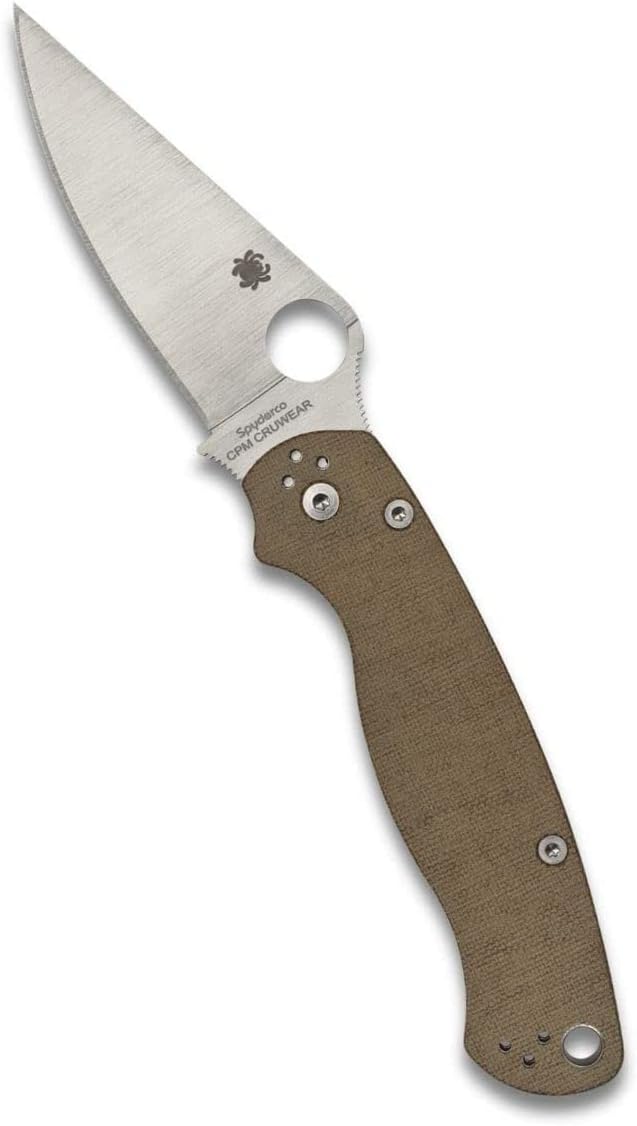 Spyderco Para Military 2 Signature Knife with 3.47" CPM Cru-Wear Steel Blade and Premium Micarta Handle - PlainEdge - C81MPCW2