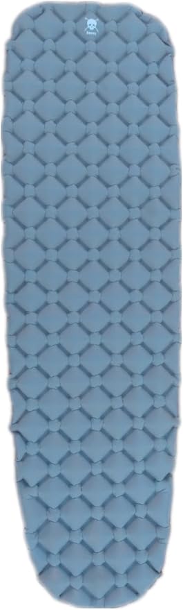 Bonez Ultralight Inflatable Sleeping Pad Durable 70D Ripstop Nylon, Single, Gray and Red