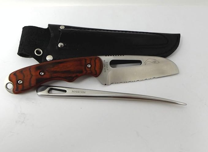 Tested at Sea Pro Wood Offshore System Knife Marlinspike Leather Sheath Rigging Tool System W100P