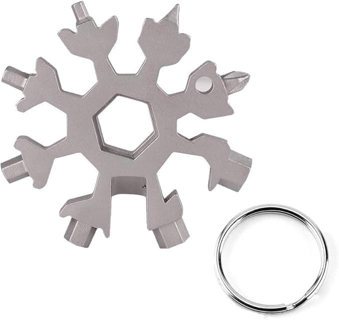 Christmas Gifts for Him,18-in-1 Snowflake Multi Tool,Stainless Steel Snowflakes Multi-Tool, Incredible Tool Gifts for Men Dad Christmas,Valentine's Day,Dad,Boyfriend,Grilfriend (Silver)