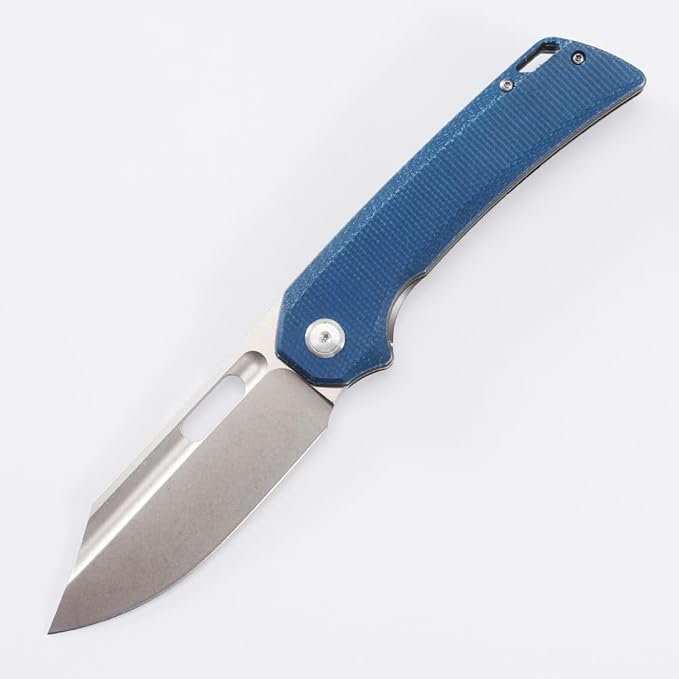 Knife Folding Pocket Knife 3.5 "Stone Wash 14C28N Blade (Blue)