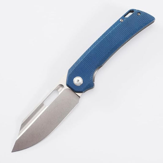 Knife Folding Pocket Knife 3.5 "Stone Wash 14C28N Blade (Blue)
