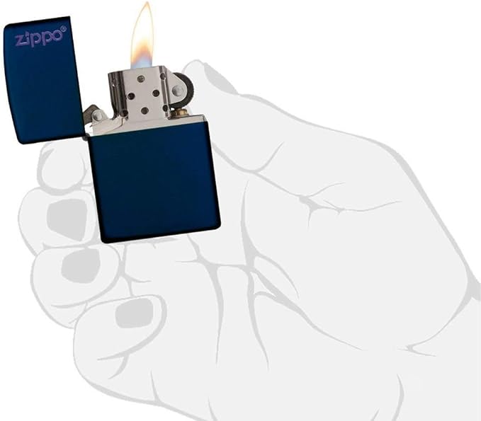 Zippo Navy Blue Matte Lighter w/ Zippo Logo - 239ZL