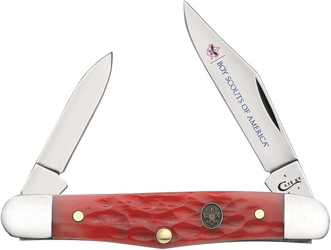Case WR XX Pocket Knife BSA Dark Red Bone Half Whittler Gift Tin Item #18041 - (6208 SS) - Length Closed: 3 1/4 Inches