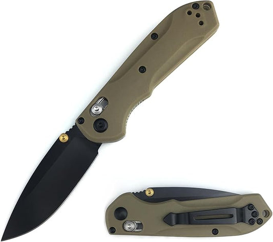 HUAAO 7in Manual Open Pocket Knife, Axis Lock Knife with 2.8in 8Cr13Mov Steel Blade Glass-Filled Nylon Handle, EDC Folding Knife with Clip for Camping Hunting