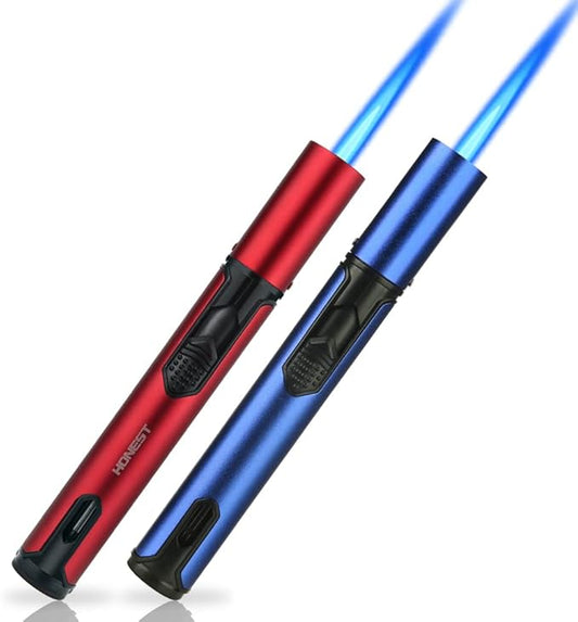 PROMISE Torch Lighters, Butane Lighters Refillable Single Jet Flame for Candle Grill BBQ Camping (Blue&Red)