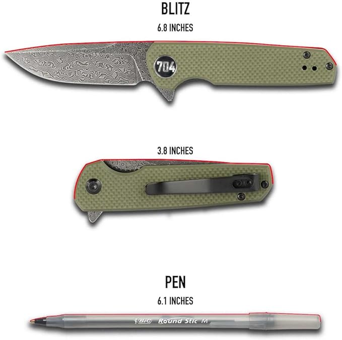 Blitz EDC Folding Pocket Knife | Compact 2.98" Blade, D2 Steel, G10 Handle, Reversible Pocket Clip | Black