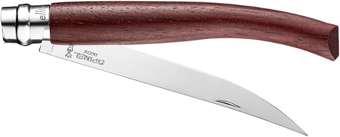 Opinel Effile Slimline Series Folding Fillet Knife – Slim Blade Folding Knife, Virobloc Locking Collar, Sustainably Harvested Wood Handles, Updated Blade Profile (Padouk Wood/No.12)